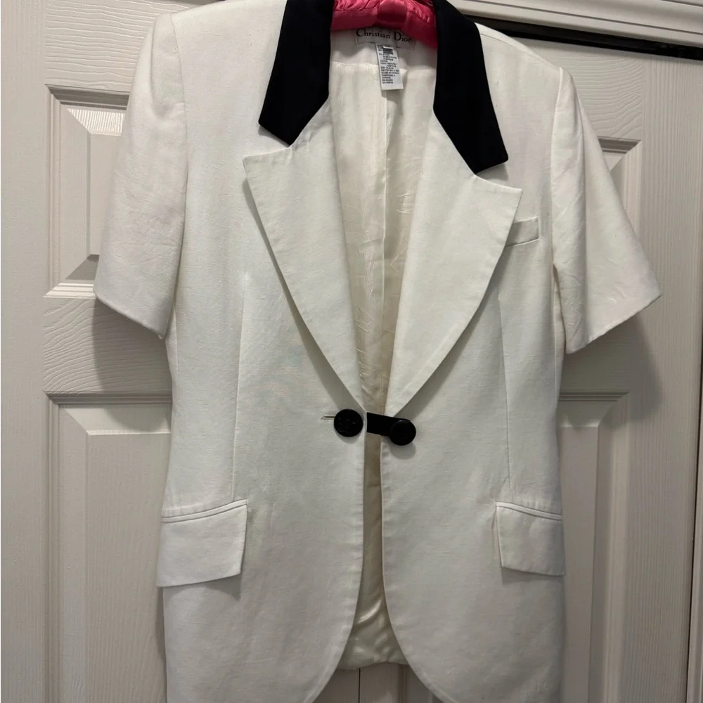 Vintage Dior White Blazer Structured Lapels Tailored Fit